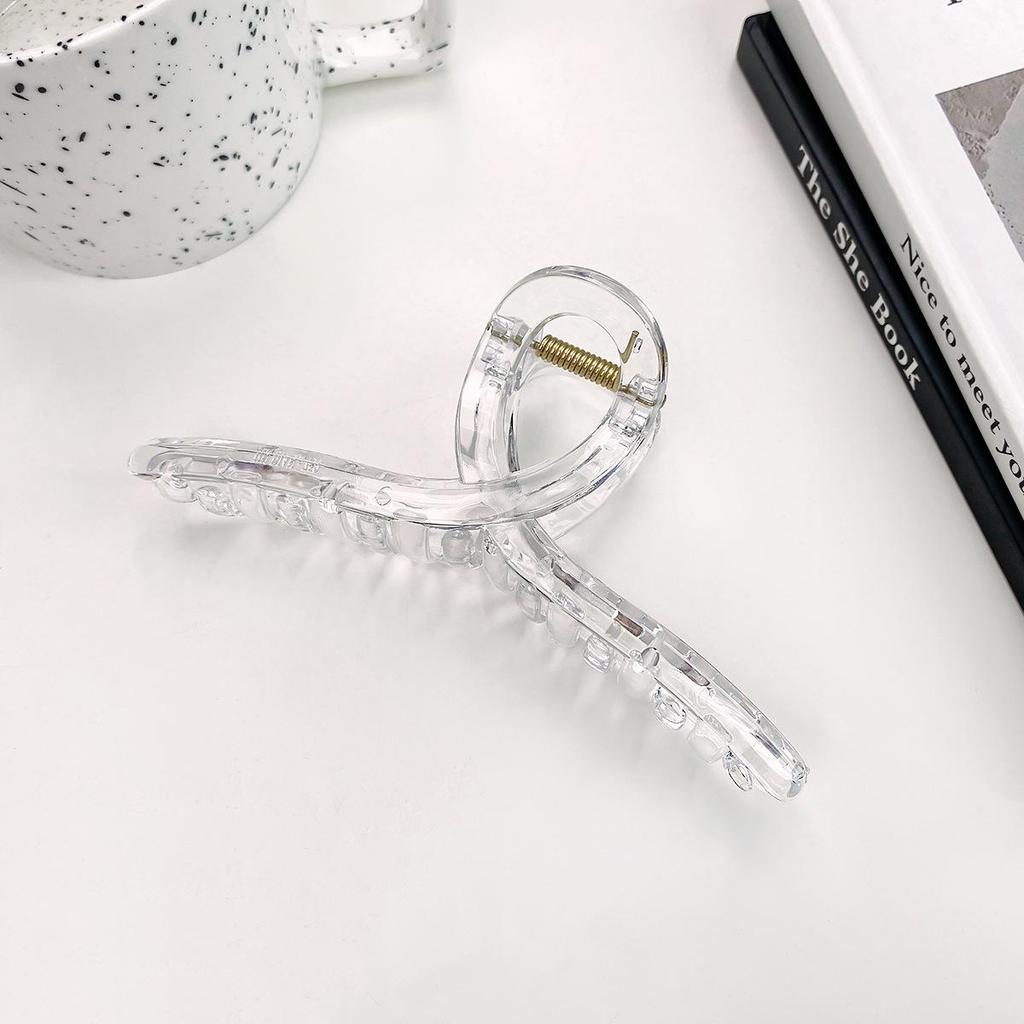 Korean Style Transparent Arc Semi-Circular Hair Clip for Women's Updo - High-End Hollow Shark Clip