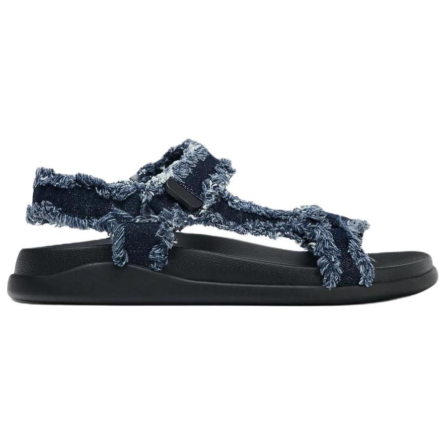 Zara Cotton Fashion Open-Toe Denim Platform Beach Sandals Women Sandals Dark-Blue 5510610017