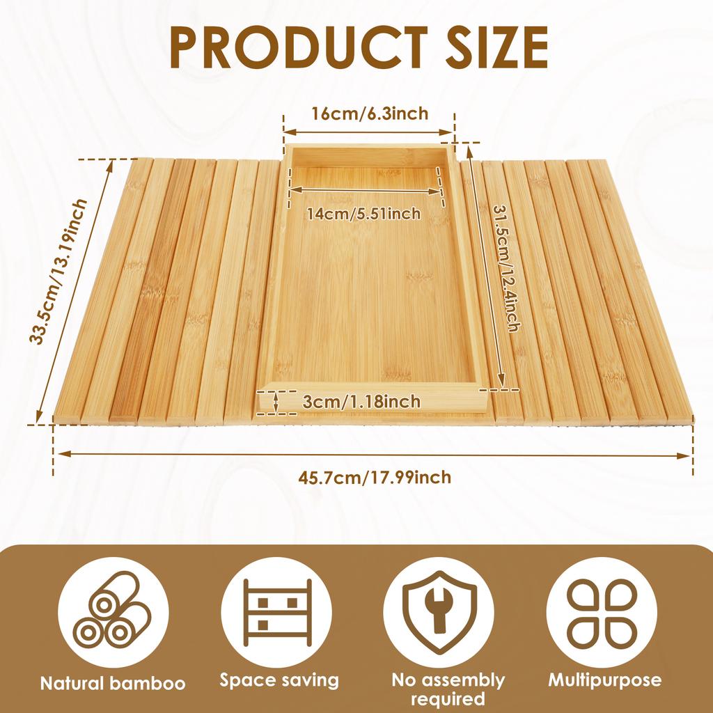 Bamboo Couch Cup Holder Foldable Magnetic Tray Sofa Armrest Tray Table Detachable Couch Arm Snack Holder with Nonslip Pad