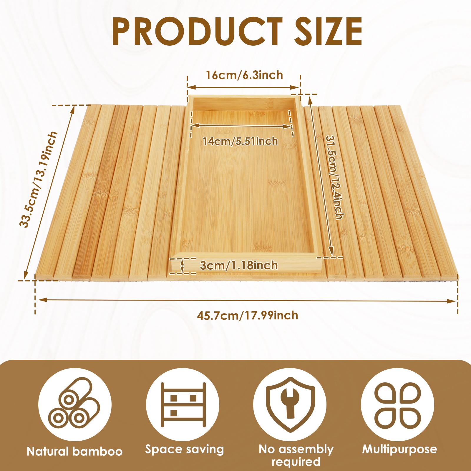 

Bamboo Couch Cup Holder Foldable Magnetic Tray Sofa Armrest Tray Table Detachable Couch Arm Snack Holder with Nonslip Pad