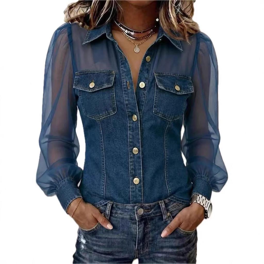 Womens Casual Shirt With Vneck And Long Sleeves For Spring Summer Wear