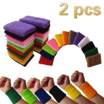 2 Pcs Cotton Unisex Sport Sweatband Wristband Protector Running Badminton Basketball Brace