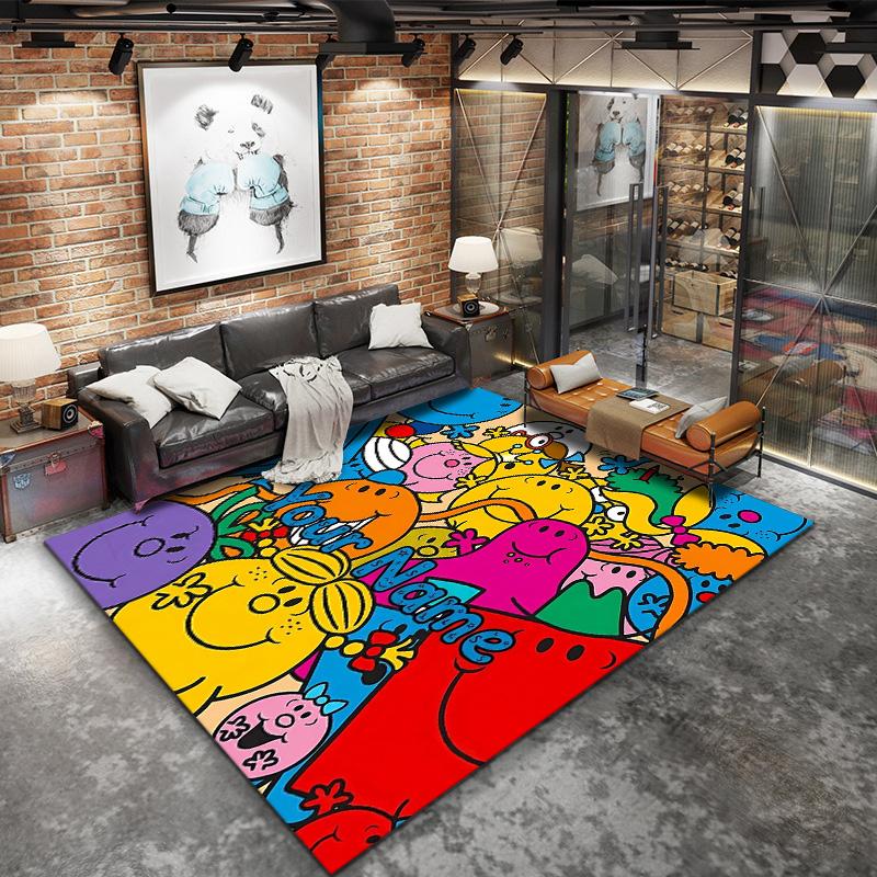 Mr Men Adventure Custom Name Carpet Rug For Living Room Bedroom Home Sofa Decoration Kids Play Nonslip Floor Mat