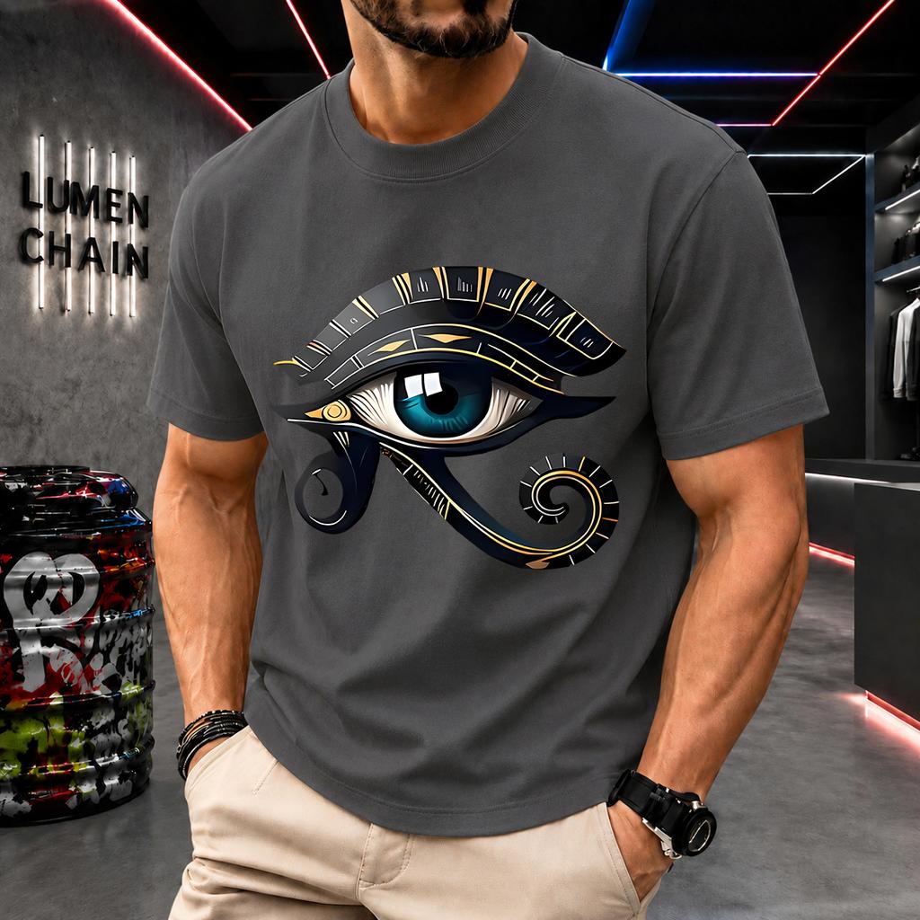 2026 New Pure Cotton Tshirt Eye Of Horus Ancient Egyptian Symbol Print Casual Trendy Clothing