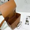Della 2024 Palm Pattern Cowhide Messenger Bag with Silver Buckle