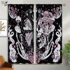Blackout Insulation Curtains Floral Skull Print Curtains Suitable for Halloween Restaurant Living Room Party Decoration Curtains