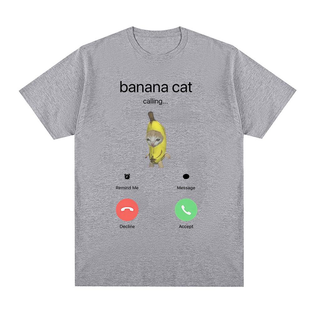 Banana Cat Meme TShirt Funny Cat Lover Gift Viral Meme Shirt Internet Culture Cute Animal Meme Summer Short Sleeves T Shirts