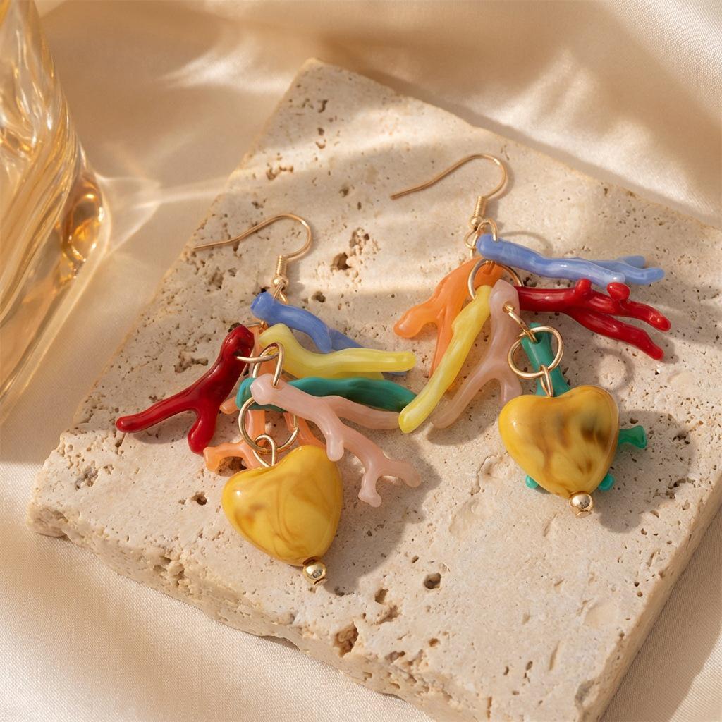 Dopamine Acrylic Heart Earrings - Summer Beach Party Accessories