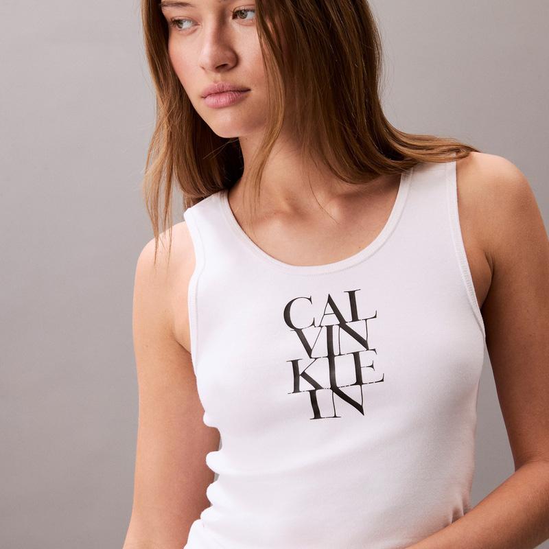 Calvin Klein Casual Babe Printed Ribbed Tank Top Women tops 44C219G