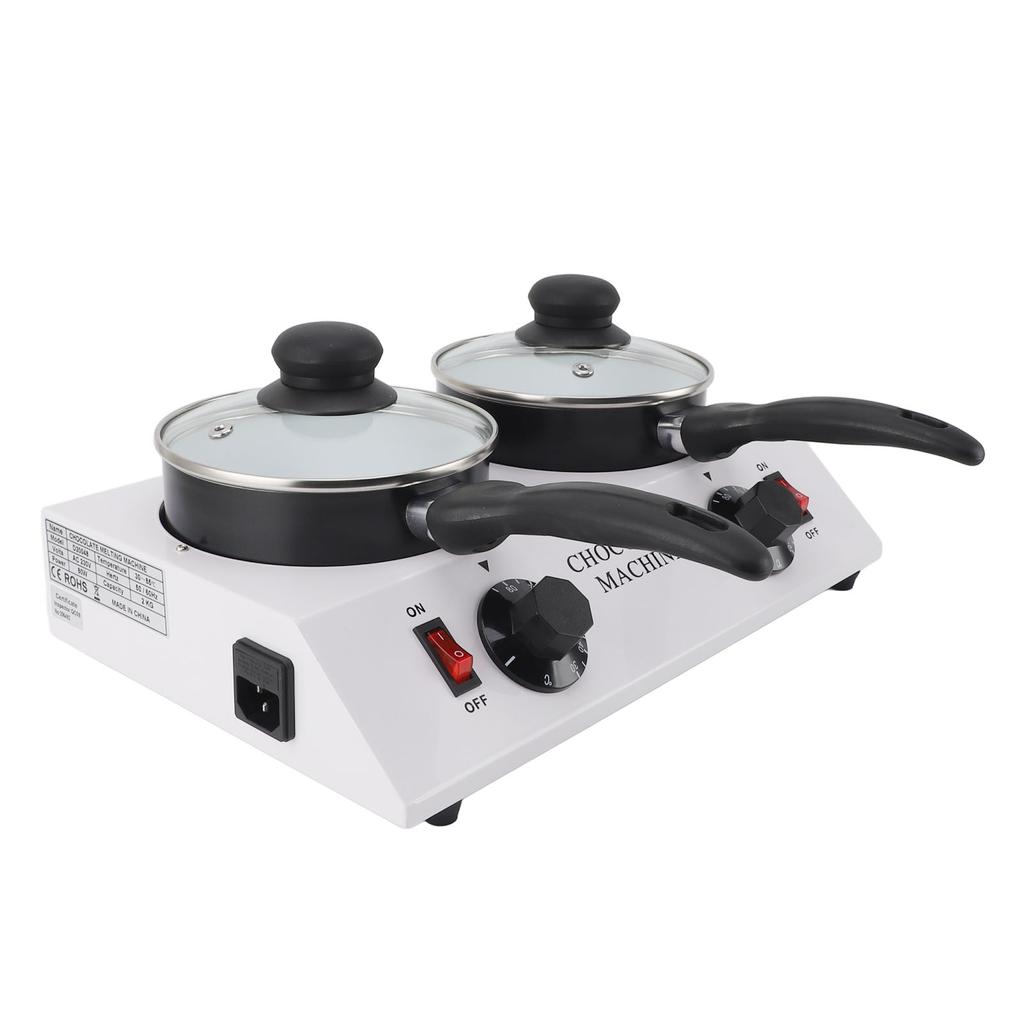 Máquina de derreter chocolate com 2 tanques, temperatura constante, alumínio, antiaderente, manual, máquina de chocolate