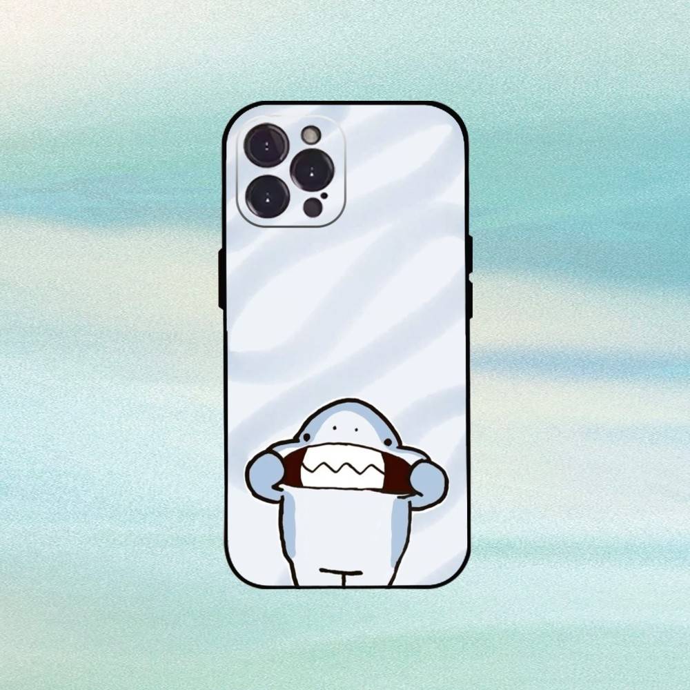 Cartoon Cute Shark Phone Case For iPhone17,16,15,14,13,12Plus,Pro Max,XS,5G Soft Silicone Black Cover