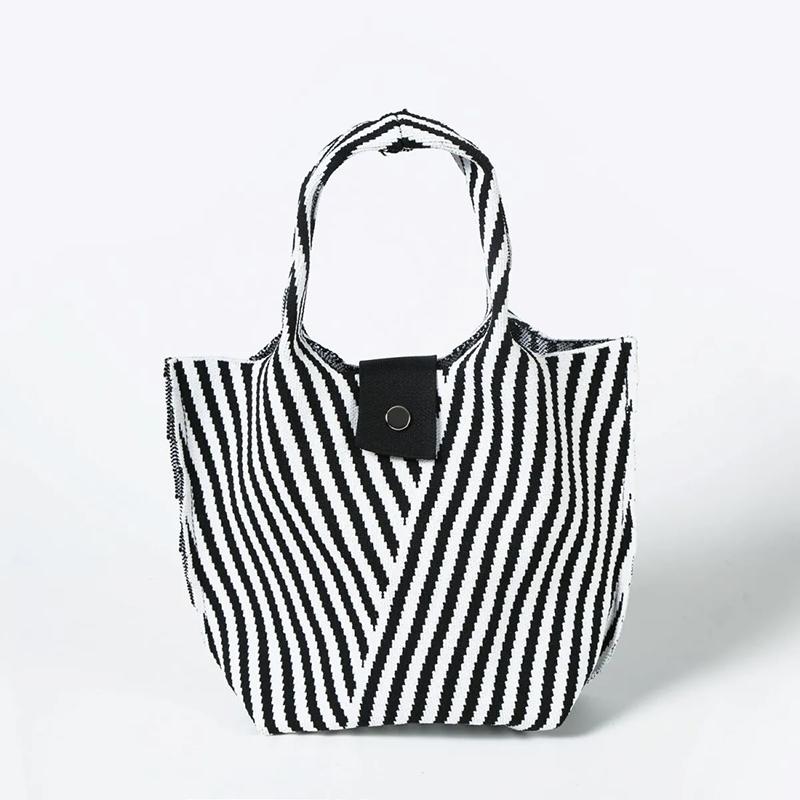 

WTEMPO Simple Striped Niche Design Knitted Single-shoulder Tote Bags Women s Commuting Bucket Bags Large Capacity Versatile Bags 1pc чёрный