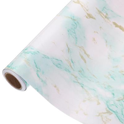 Uxcell Tapeta Imitująca Marmur, 40 cm x 5 m, Samoprzylepna Folia Marmurowa, Wodoodporna Tapeta do Blatów Kuchennych, Szafek i Łazienek, Zielony Kamień