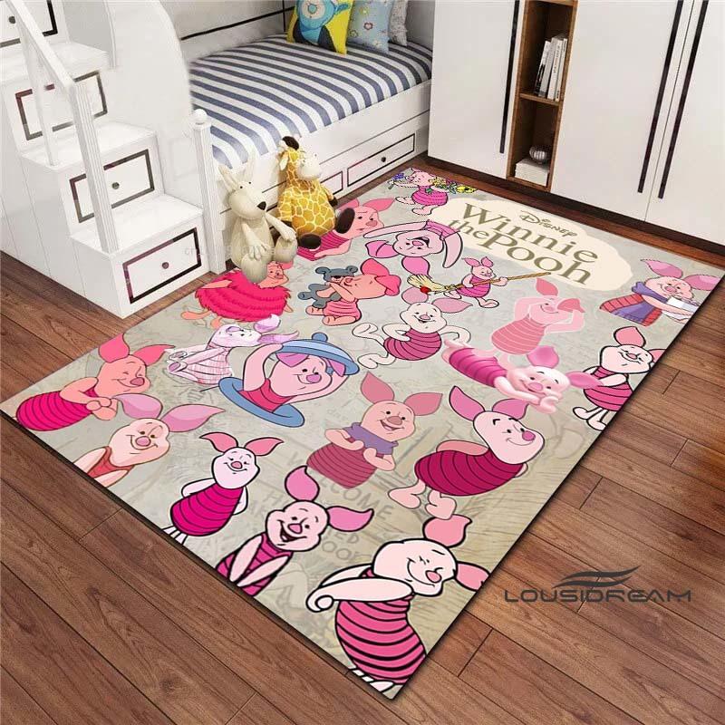 3D printed cartoon (piglet) pattern rugs, suitable for living room, bedroom, children's room, sofas, doormats, non-slip floor