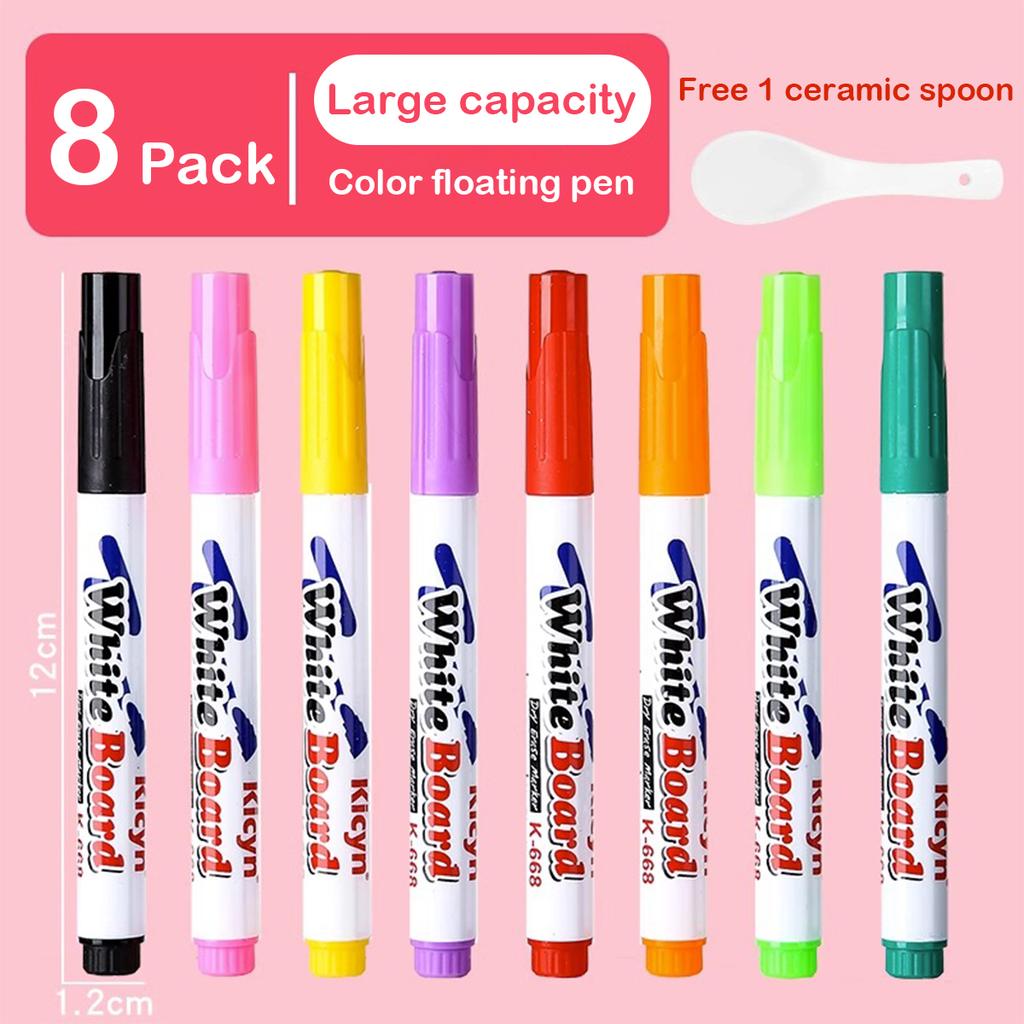 8/12Pcs Color Floating Pen for Water Painting Water Floating Pen Erasable Whiteboard Pen Stationery School Office Supplies