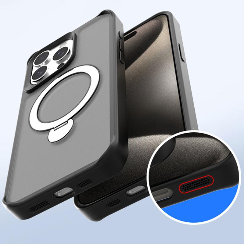 For iPhone 14 Pro Max Magnetic Case PC+TPU Ring Kickstand Phone Cover