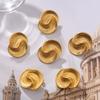 Titanium Steel Plated 18K Gold Water Drop Texture Spiral Earrings, The Same Asymmetric Color-Retaining Stud Earrings For Women