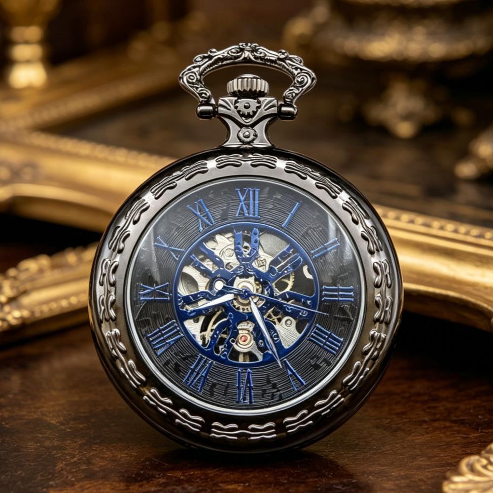 European-Style Carved Hollow Mechanical Pocket Watch, Classic Roman Scale Manual Mechanical Pocket Watch, Student And Elderly Gift Watch