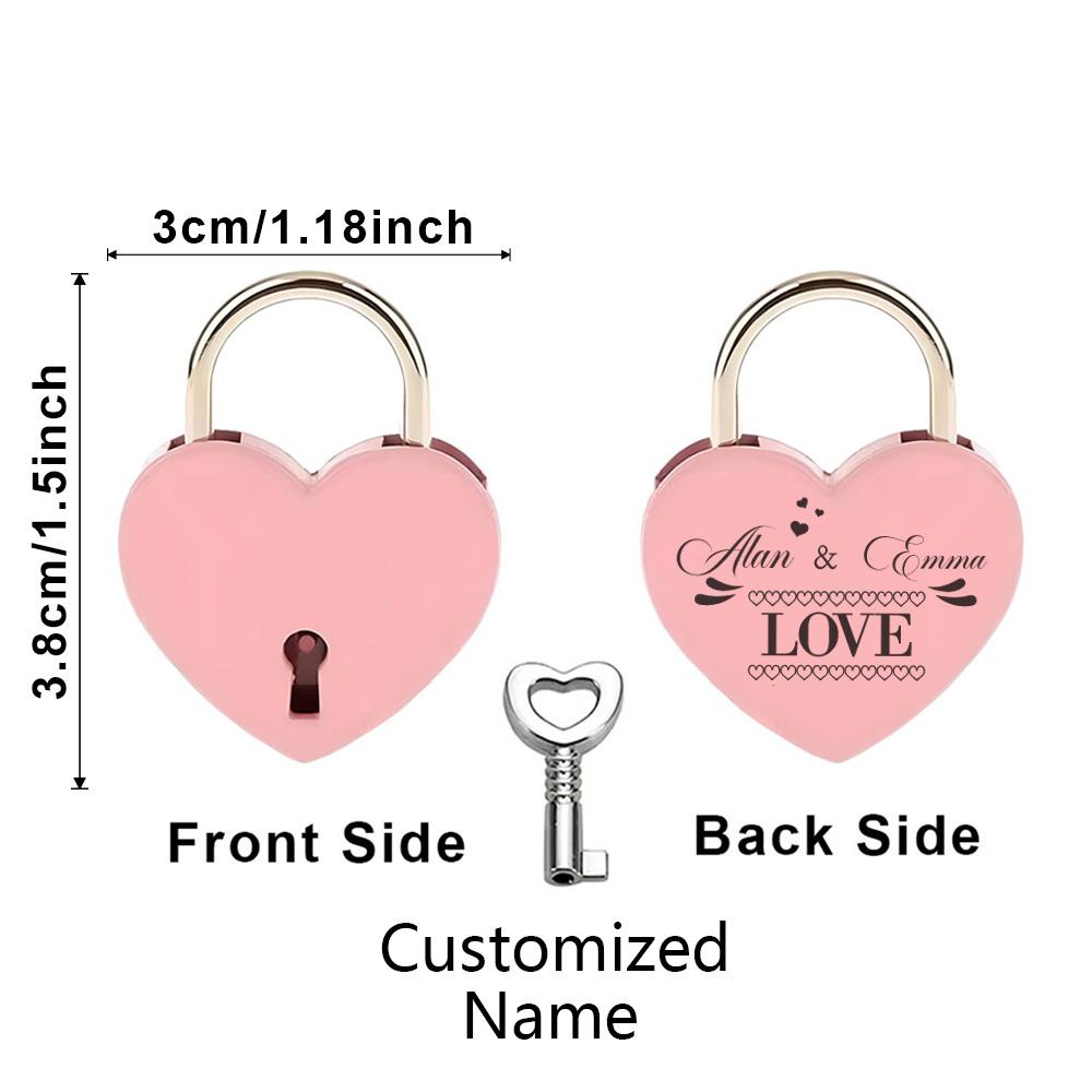 

1PC Creative Personalized Text Luggage Hardware Locks For Jewelry Box Small Wooden Box Custom Name Couple Wishing Lock DZS54-softpink