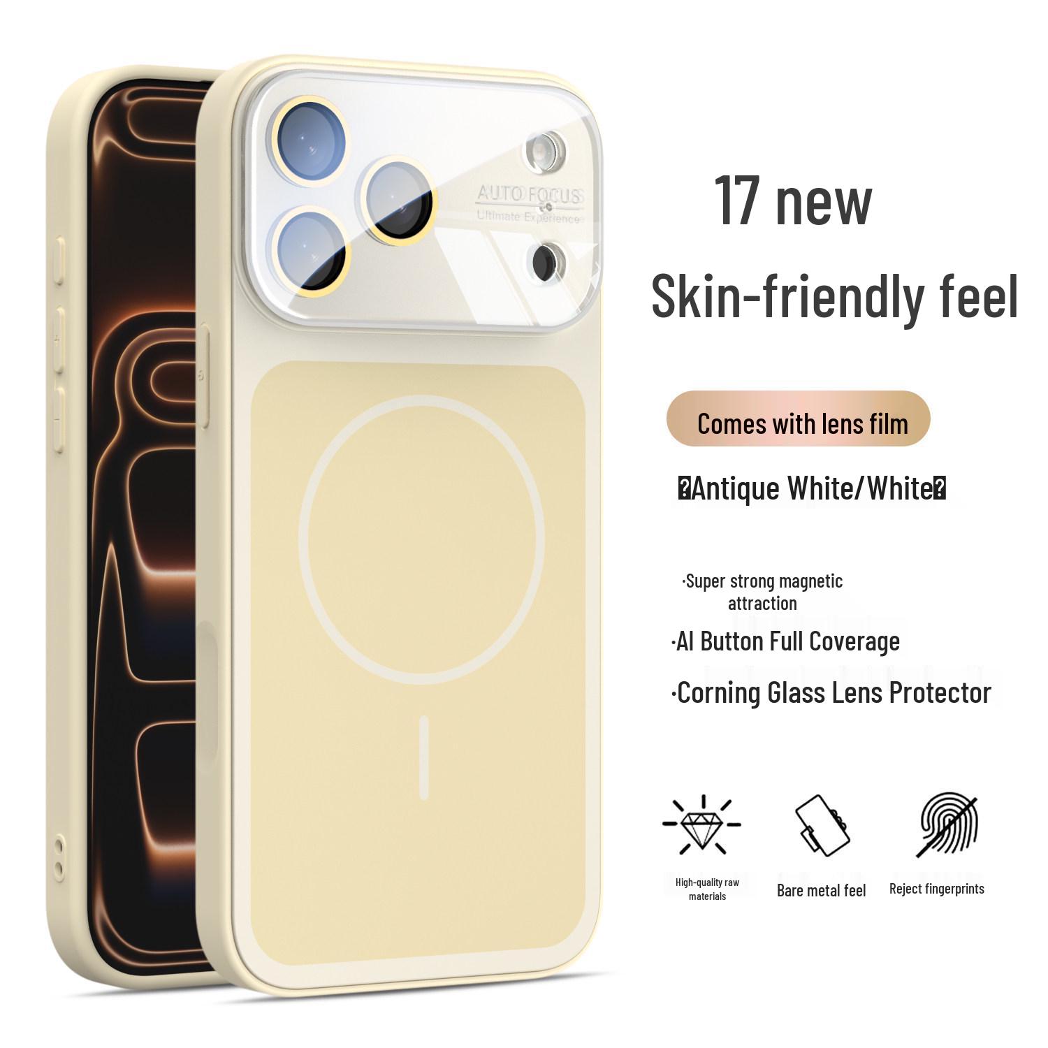 

iPhone 17 Pro Max Dual-Color Liquid Silicone Magnetic Case for Easy Transformation from iPhone 16 15 PRO MAX античный белый