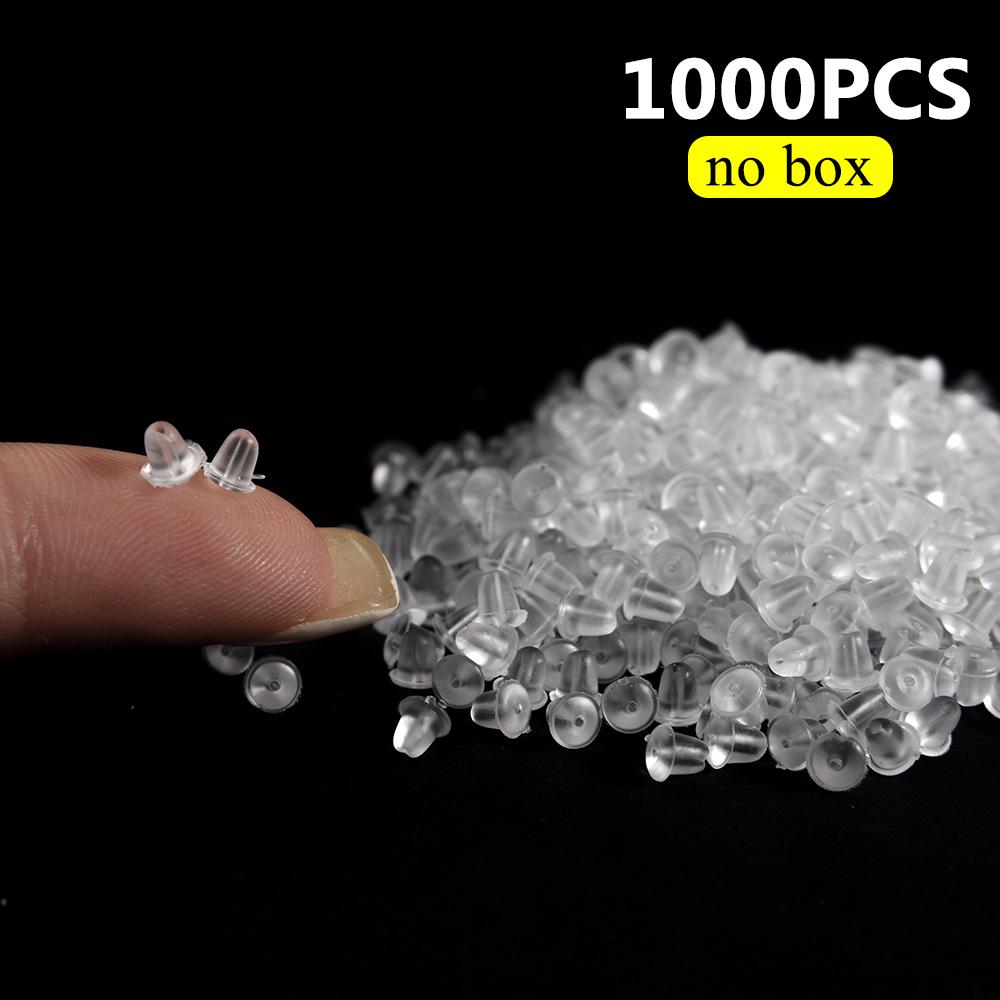 500pcs with Box Soft Rubber Ear Plugs transparent Earring Back Stopper Studs for Stud Earrings DIY Silicone Plug Back Stoppers