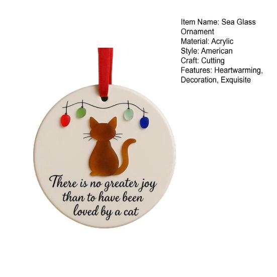 Sea Glass Art Animal Ornament Handmade Seaglass Dog Cat Memorial Hanging Ornaments Christmas Tree Pendant Keepsake Gift