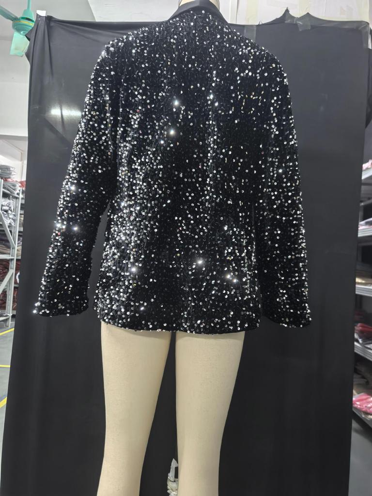 2024 Autumn/Winter European & American Fashion Sequin Lapel Blazer