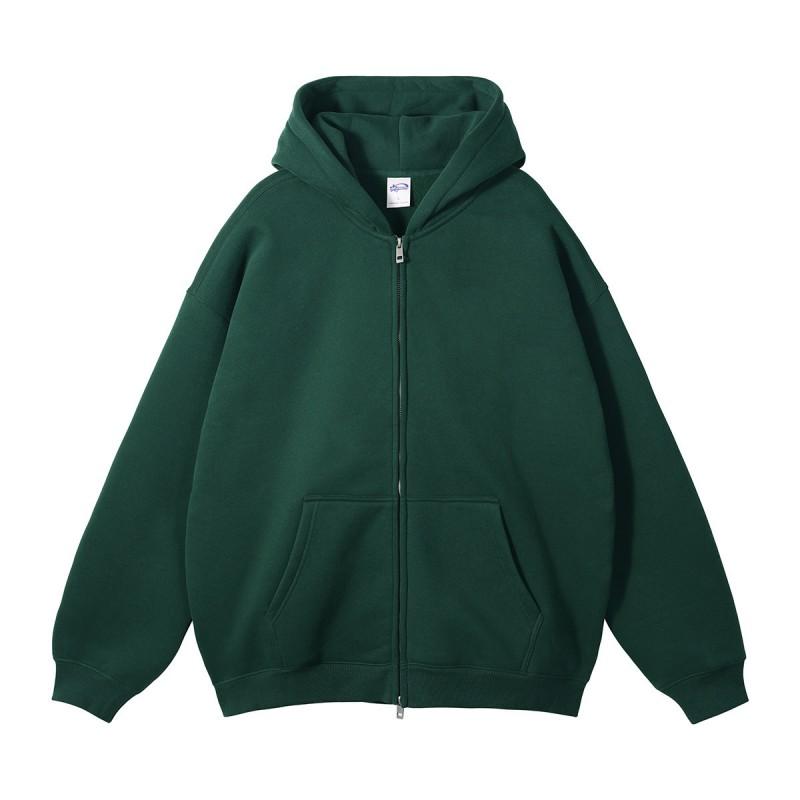 Mens Oversized Hooded Zip-Up Fleece Sweatshirt Winter Streetwear Loose Fit Long Sleeve Pullover