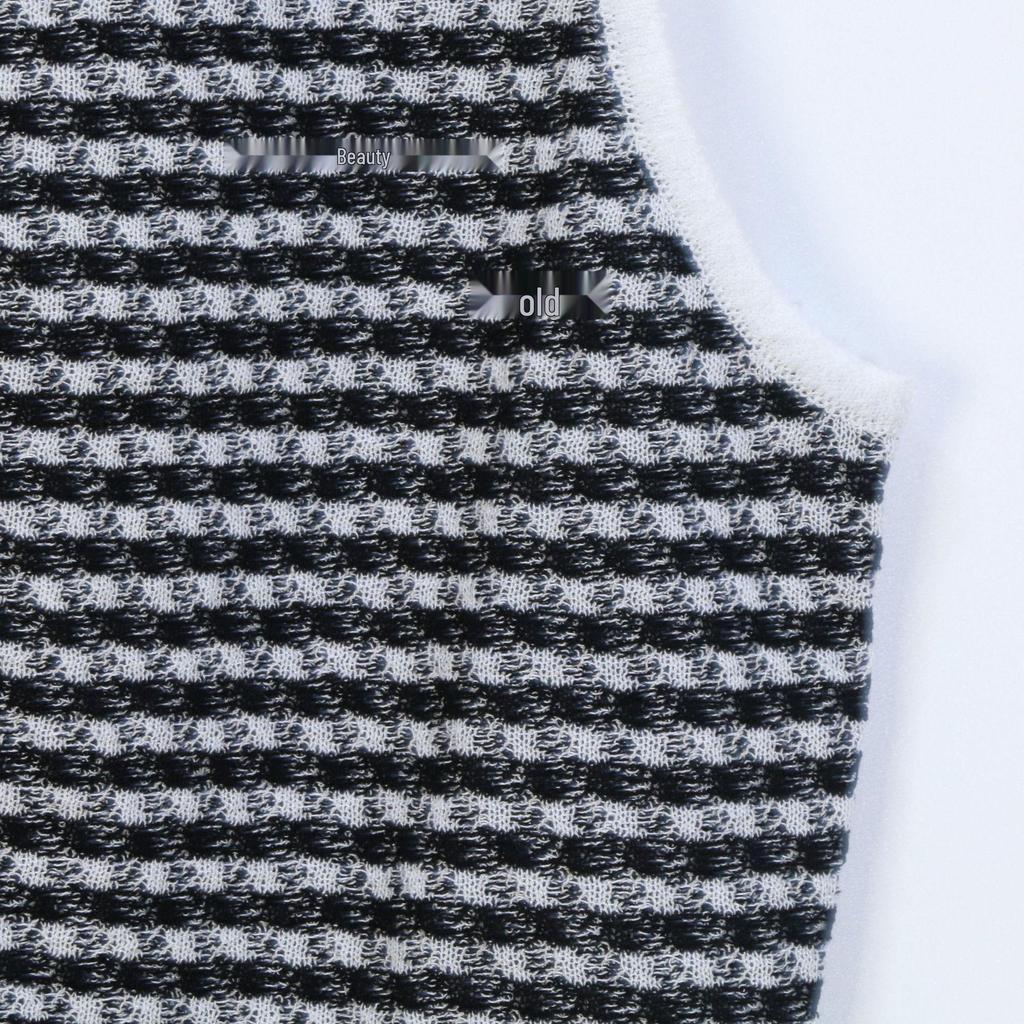 Women's Striped Sleeveless Knit Cardigan - Retro Spring/Summer 2025 Collection