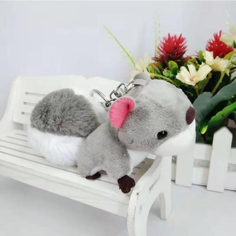 Squirrel Delightful Gray Plush Keychain Cute Accessory For Cars And Gifts Personalized