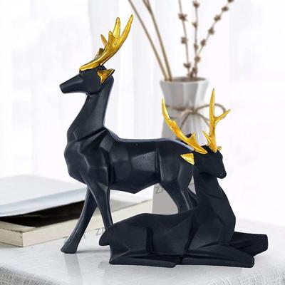 Zart Resin Black Deer/Hiran Showpiece For Home & Office Decor Set of 2 Deer Different Size
