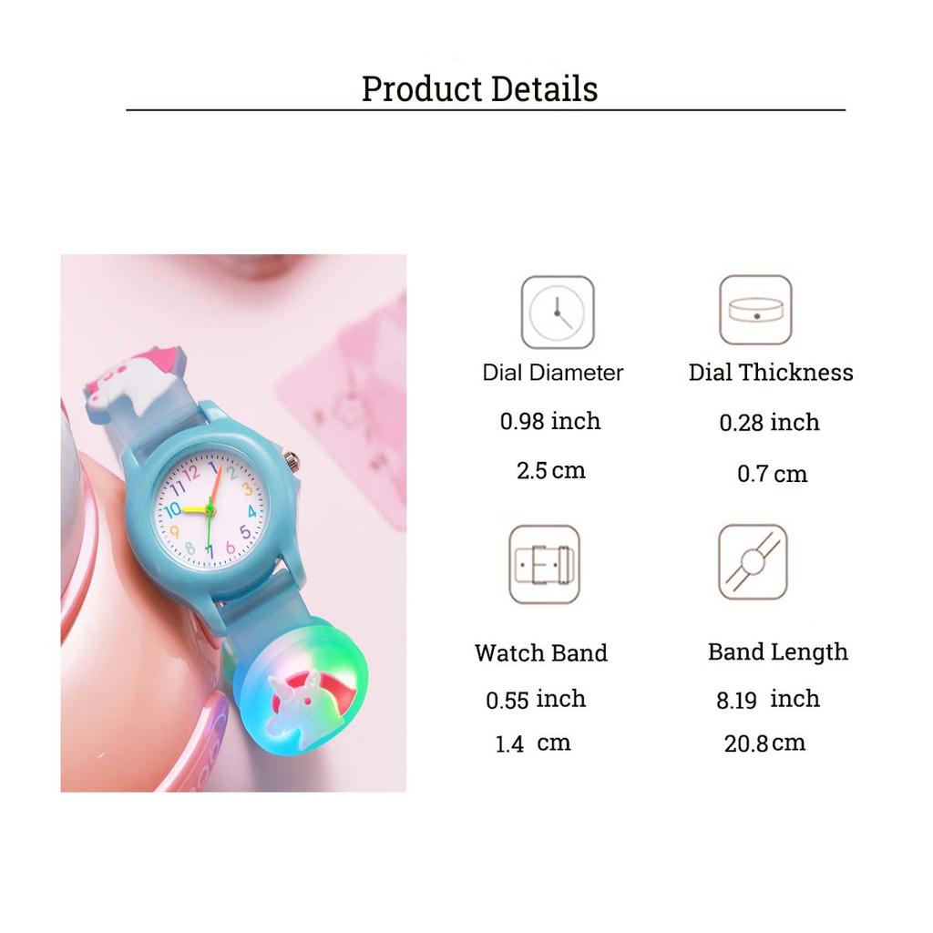 Cute cartoon unicorn luminous watch color scale children quartz watch, suitable for children birthday gift, Christmas gift