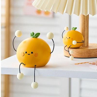 Cute Fruit Long Leg Dolls Mini Creative Sculpture Orange Resin Statue Car Dashboard Desktop Garden Funny Resin Decoration