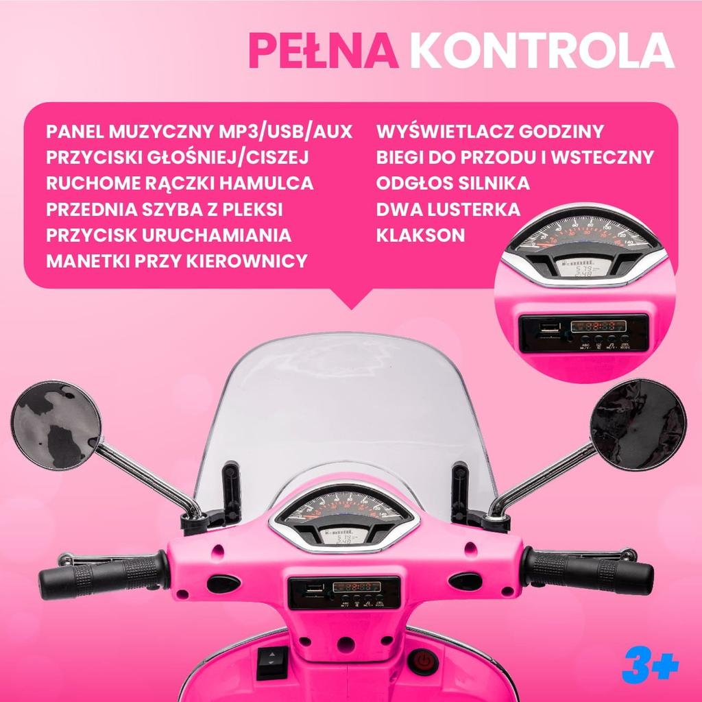Ride-on Toy for a Child Vespa Scooter Battery-Powered With a Trunk Fuchsia Sun Baby