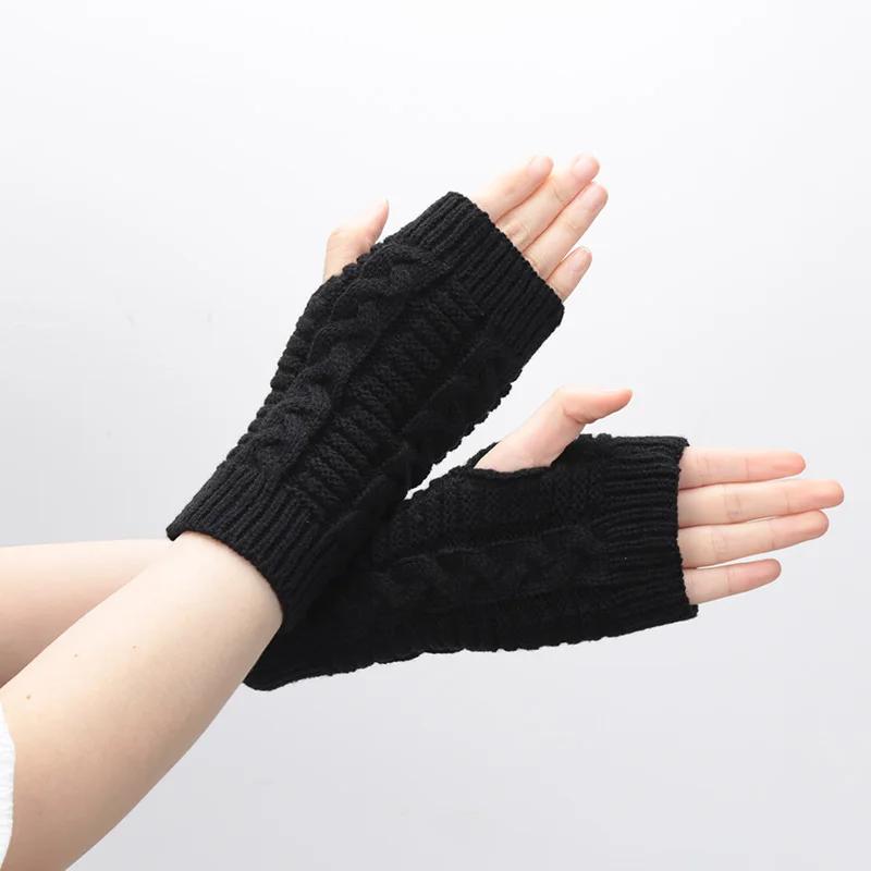 Knitted Half Finger Gloves Women's Warm Soft Winter Mittens for Girl Guantes Y2K Sleeve Girls Lolita Goth Fingerless Gloves