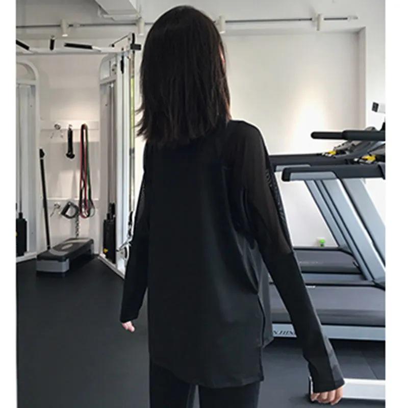 Dámský rychleschnoucí top s dlouhým rukávem na jógu - Prodyšný, ležérní, volný střih pro běh a fitness