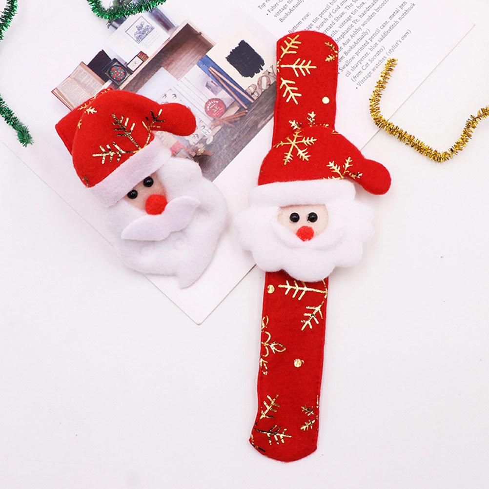 Cartoon 3D Santa Claus Snowman Elk Slap Bracelet Christmas Party Supplies Favors Comfortable Fabric for