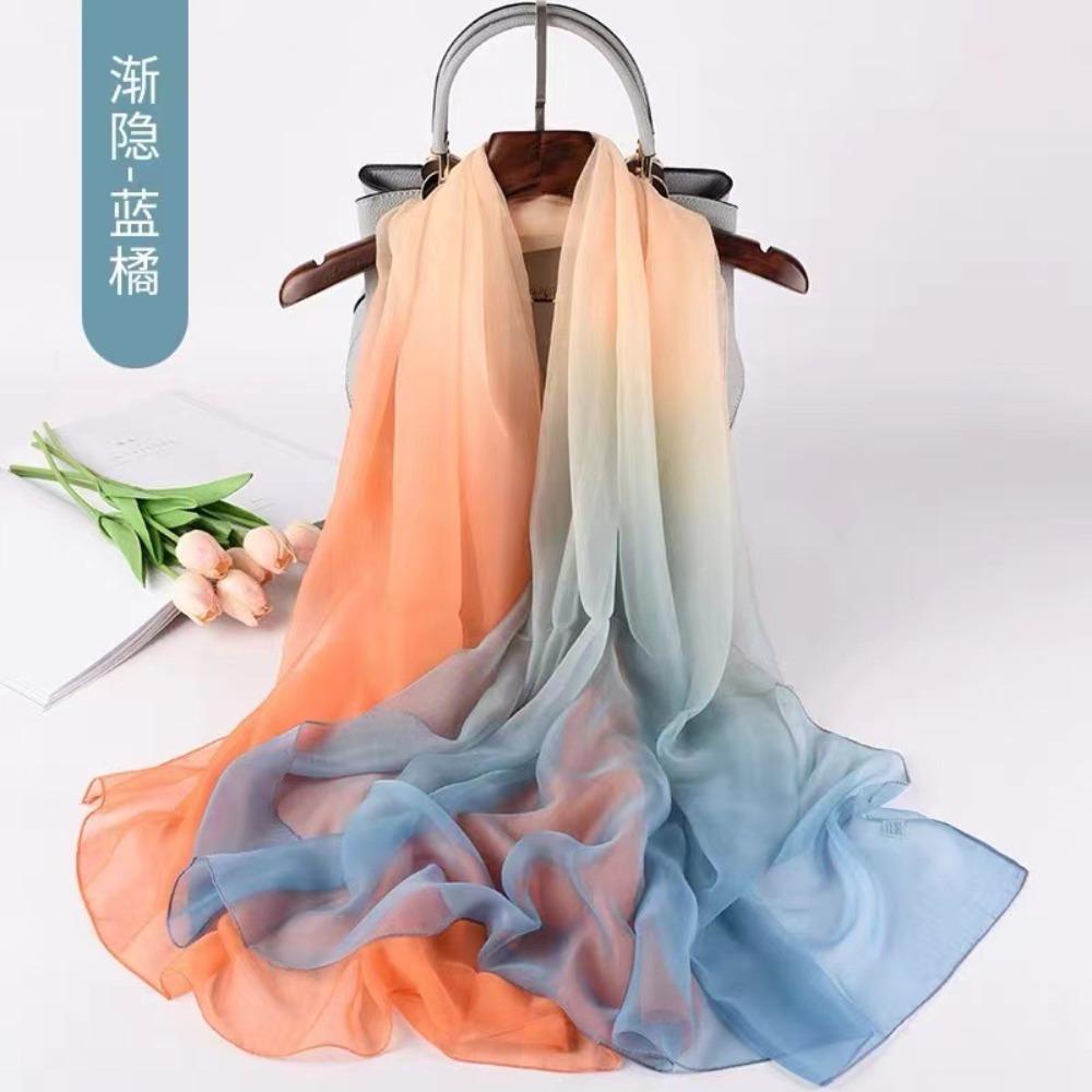 Spring and Autumn Shawl Women's Sunscreen Scarf White with Long Soft Gauze Summer Seaside Large Beach Scarf Travel Silk Scarf