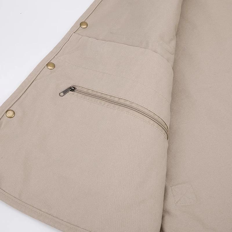 Herren Ärmellose Jacke 100% Baumwolle Weste für Männer Mehrfachtaschen Westen Outdoor Angeln Fotografie Pferdeclip Freizeitkleidung