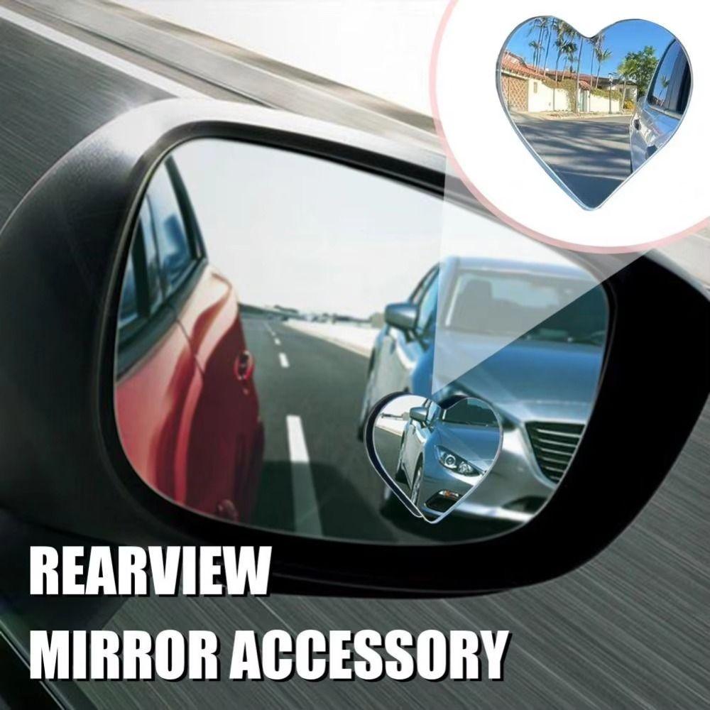 2Pcs Stick-On Blind Spots Mirror Cute Heart Shape Convex Rearview Side Mirror  SUVs