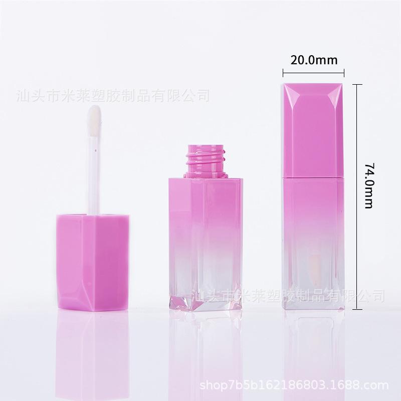 5ml Square Gradient Lip Gloss Tube, Empty Refillable Lip Glaze Container, Wholesale Cosmetic Packaging