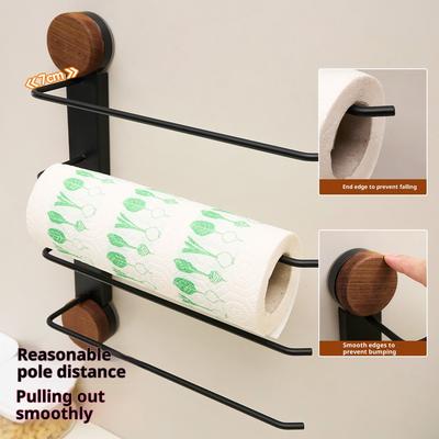 Suction Cup Kitchen Wrap Dispenser, No-Drill Punch Free Holder for Plastic Wrap, Aluminum Foil, Paper Towels & Bags