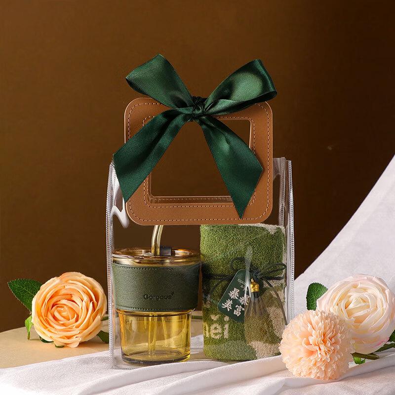 Business Opening Souvenir Gift Set Bamboo Cup & Riches Towel Set
