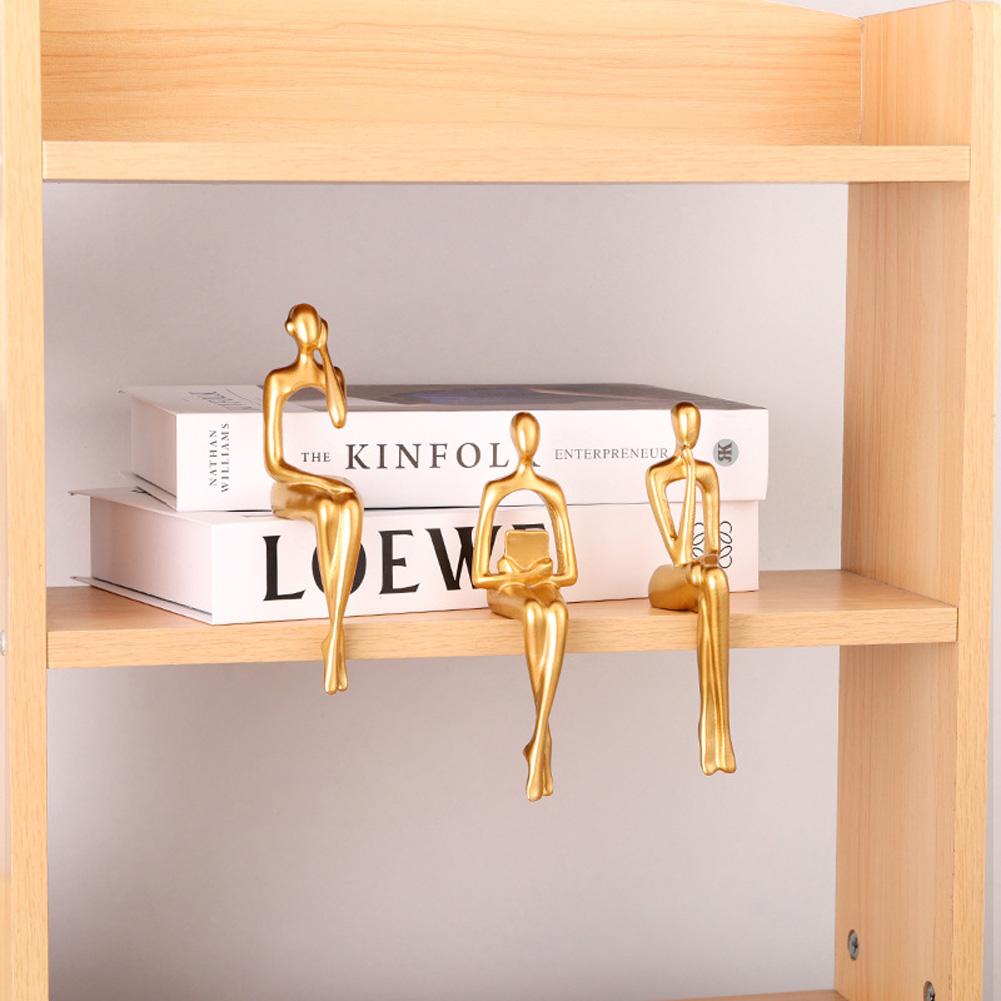 3pcs Abstract Thinker Statue Sculpture Resin Crafts Home Decoration Accessories For Living Room Bedroom