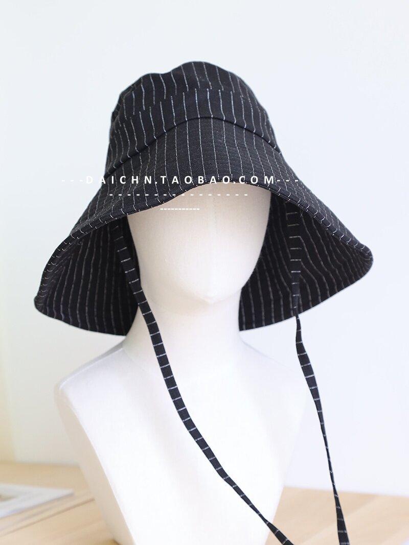 

Japanese Linen Wide Brim Bucket Hat Protection Lace-up Outdoor Sun Hat Summer Korea Woman Big Brim Casual Foldable Fisherman Hat 55-58cm чорний
