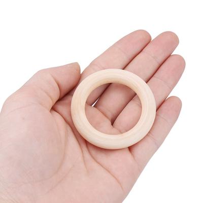50PCS Bois Fait Main Bricolage Bois Anneaux en Bois Surface Non Finie Anneaux en Bois Rond pour Artisanat 50MM Anneaux en Bois Non Finis Fabrication de Pendentifs
