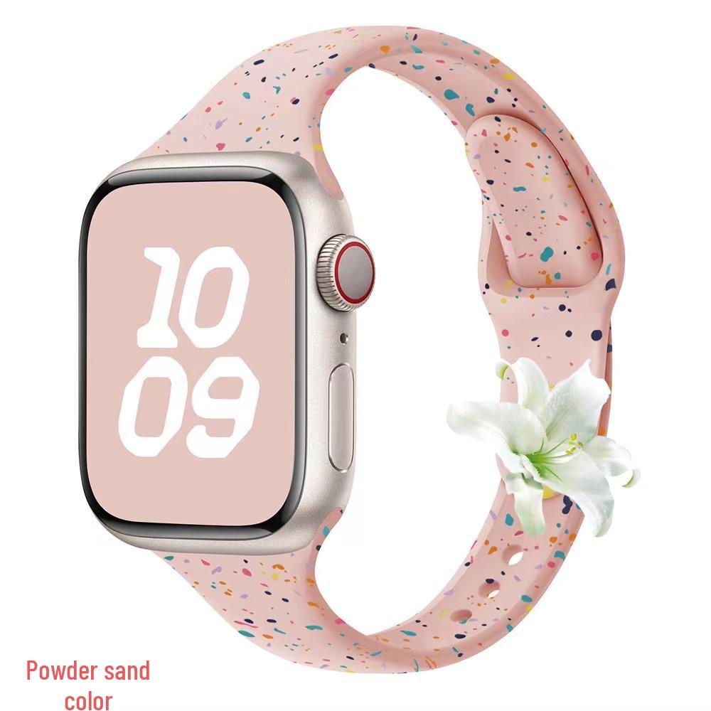 Kompatibel mit Apple Watch 6-10 T-förmiges schlankes Konfetti Silikon Sportarmband