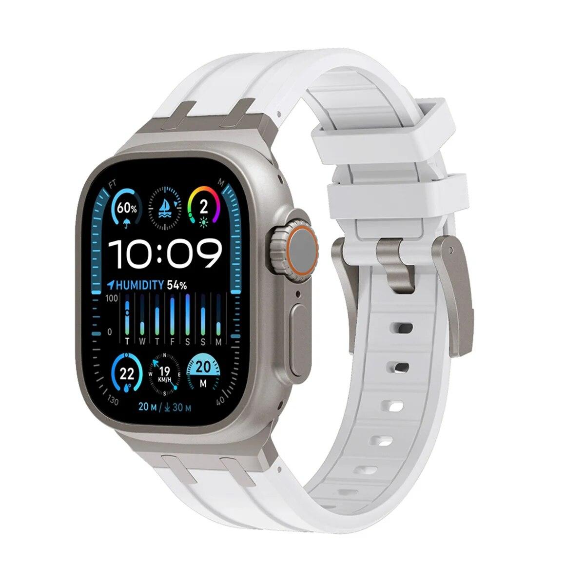 

Силіконовий ремінець титанового кольору для Apple Watch Ultra 2 Band 49 мм 45 мм 41 мм 44 мм 42 мм Браслет для IWatch Series Ultra 9 8 7 6 5 4 42mm 44mm 45mm 49mm білий