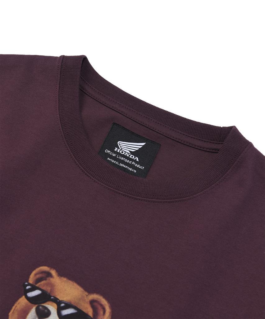 PHYPS MOTORCYCLE Honda Bear T-Shirt Burgundy