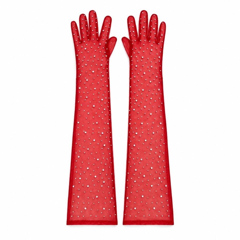 Stretchy Sheer Tulle Gloves Black White Bride Gloves Fashionable Fishnet Gloves Wedding Bride